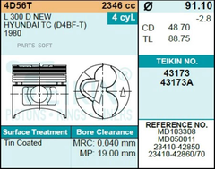 Поршень двигателя TEIKIN 43173 0.50 (4шт/упак)