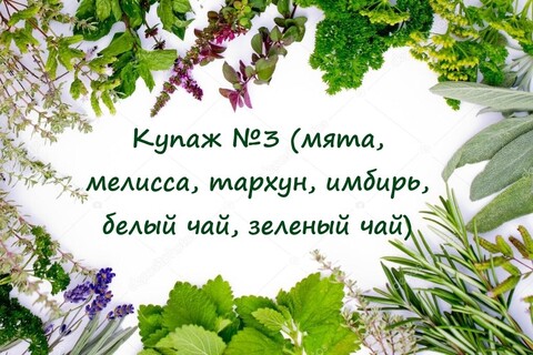 Купаж №3 (мята, мелисса, тархун, имбирь, белый чай, зеленый чай) ПГЭ, 15гр