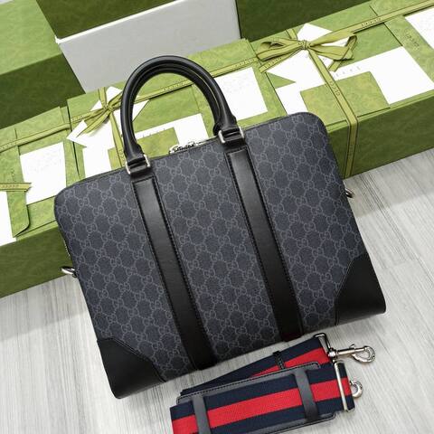 Мужской портфель Gucci GG Briefcase, серый