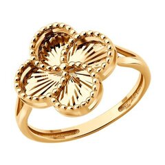 Кольцо Trendi GOLD клевер из золота 585 пробы с алмазными гранями