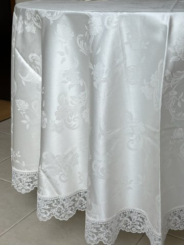 Скатерть круглая 220см и 12 салфеток Palombella Svezia сливочного цвета