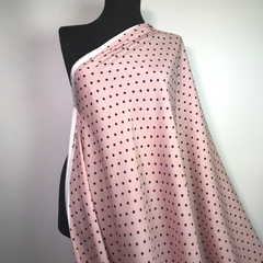 Ткань шелк матовый с эластаном розовый в горошек 1071