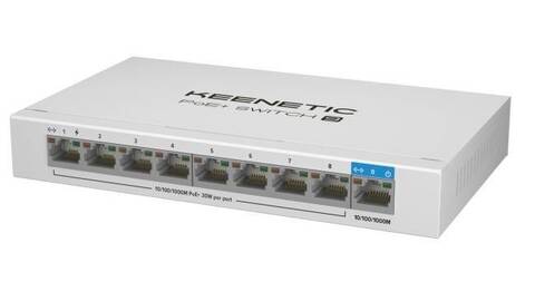 Keenetic PoE+ Switch 9 (KN-4710) 9-портовый гигабитный коммутатор с 8 портами PoE+ и бюджетом мощности 120 Вт