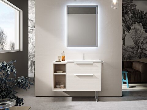 Cezares 55157 URBAN Тумба под раковину с двумя выдвижными ящиками 55157 Grigio opaco, 60x46x62