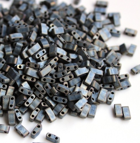 HTL-2002 Бисер Миюки халф тила/Miyuki Half Tila Matted Metallic Silver Grey