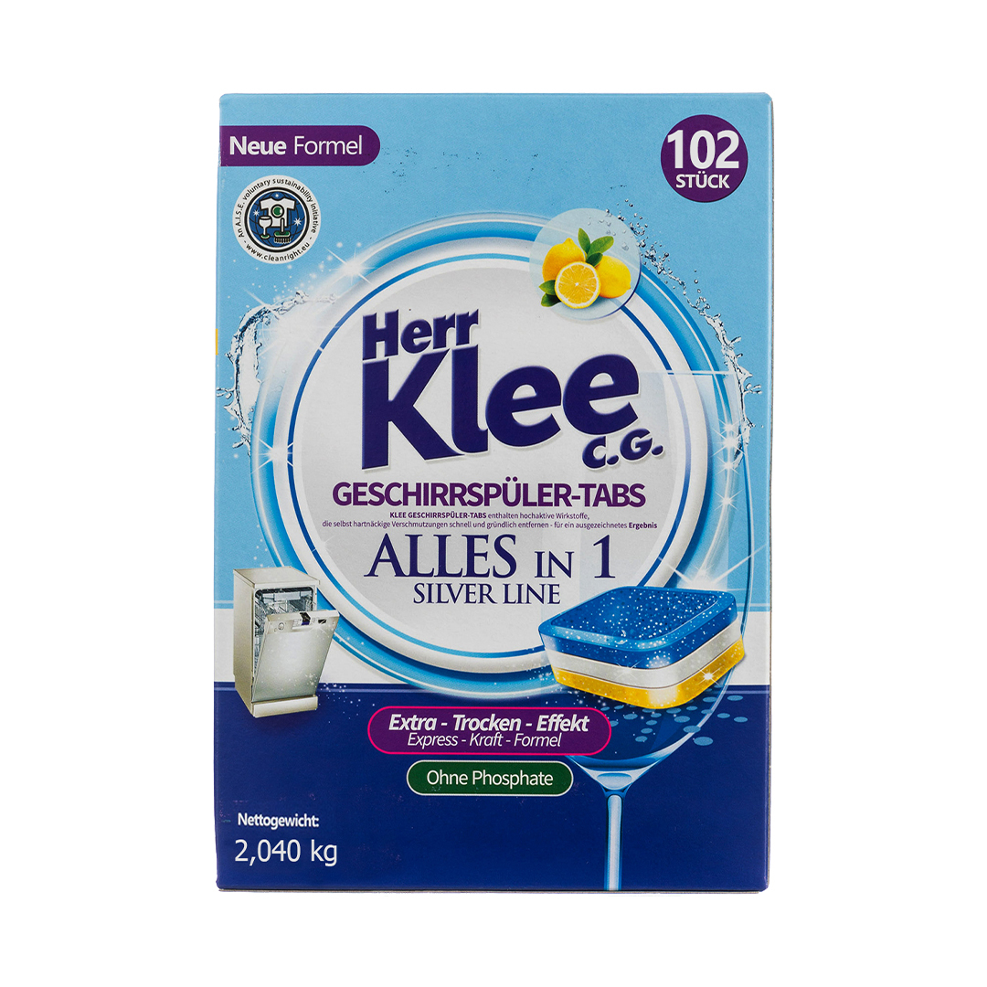 Herr Klee C.G. Dishwasher Tablets Таблетки для посудомоечных машин 2,04 кг.  102 шт. - купить по выгодной цене | Besen shop. Магазин товаров для дома и  бытовой химии.