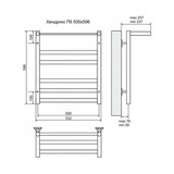 Полотенцесушитель электрический Terminus Хендрикс П6 500x596, ТЭН HT-1 300W, левый/правый