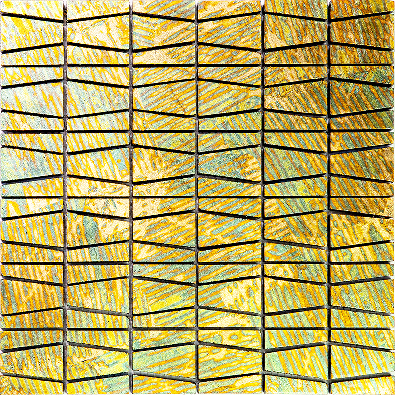 FDC-5 Итальянская мозаика мрамор Skalini Fire dance золотой зеленый трапеция