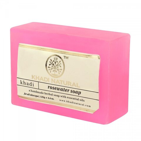 ROSEWATER Handmade Herbal Soap With Essential Oils, Khadi Natural (РОЗОВАЯ ВОДА Мыло ручной работы с эфирными маслами, Кхади), 125 г.