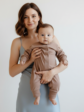 Комбинезон для новорожденного кофейный