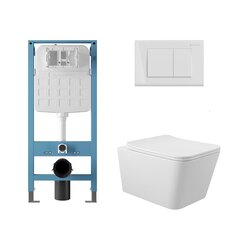 Aqueduto AQDS378T AQD комплект: TECNICA Novo Система инсталляции для подвесного унитаза, QUADRADO Панель смыва, белый глянцевый, MACIO Tornado Унитаз подвесной 520*370 безободковый, Tornado, сиденье с микролифтом, белый глянцевый фото