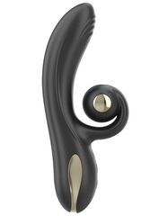 Черный вибратор-кролик с режимами вибрации и вращения - 18,4 см.