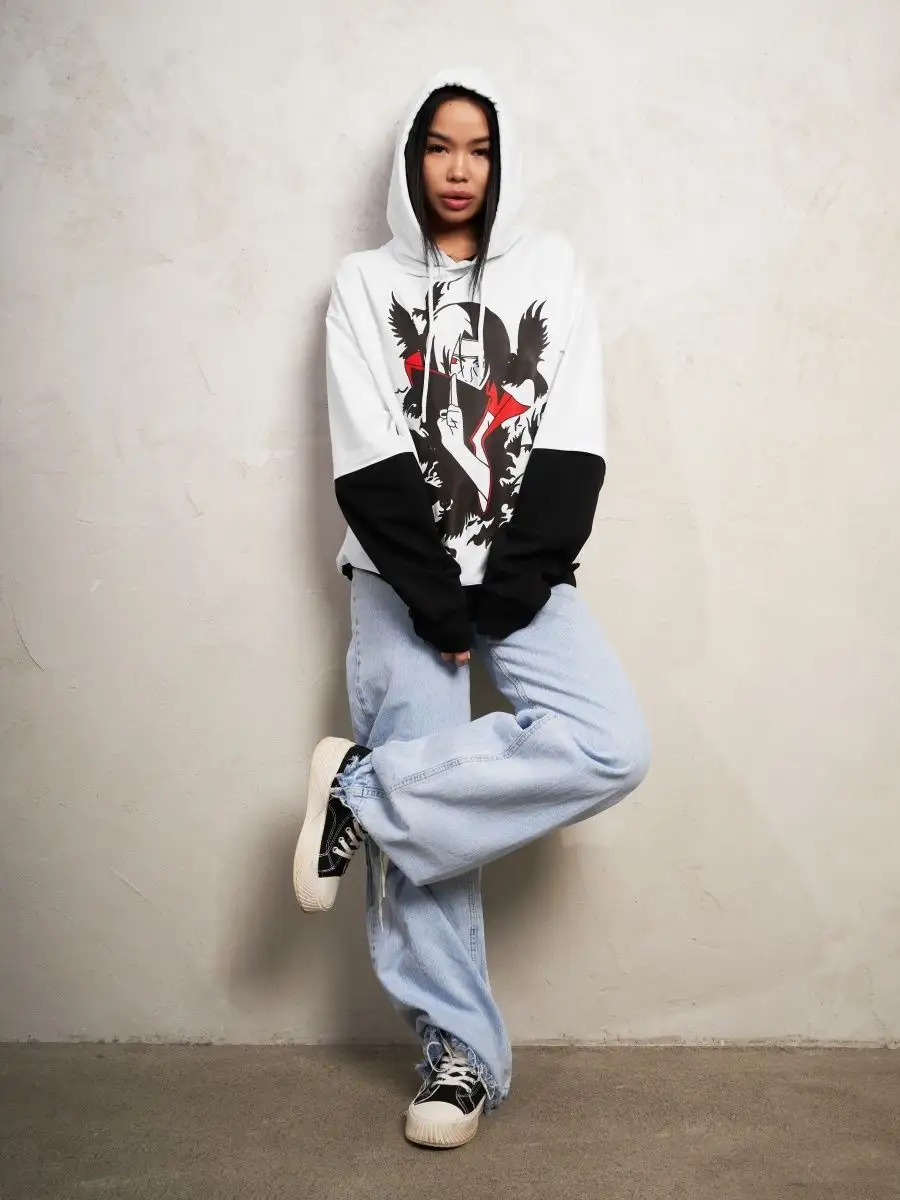 Худи женское мужское оверсайз с принтом аниме с капюшоном