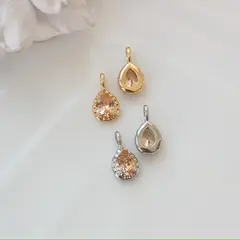 Подвеска Капля с персиковым фианитом, 15*8 мм, родий, П432