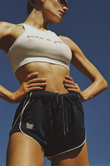 Шорты из футера с принтом и кантом ATHLEISURE Синий