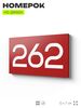 Номер на дверь 262, табличка на дверь для офиса, квартиры, кабинета, аудитории, склада, красная 120х70 мм, Айдентика Технолоджи