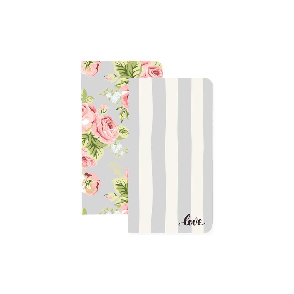 Запасные блоки Color Crush Traveler's Planner Notebooks  для  Travelers' Notepad - 2шт. Love Stripe & Floral W/32 Gray Sheets