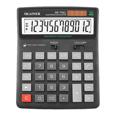 
          Калькулятор настольный SKAINER 12 Bit, LCD, 20.1*15.5*3.5 см, чёрный