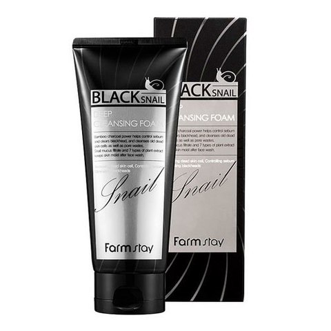 FarmStay Black Snail Deep Cleansing Foam - Пенка очищающая с муцином черной улитки