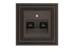 Розетка компьютерная двойная коричневая омбре LIREGUS RETRO