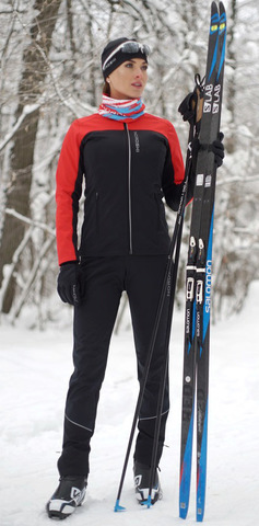Женский утеплённый лыжный костюм Nordski Active Red-Black 2020