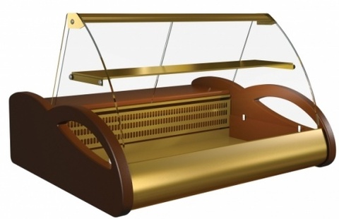 Витрина холодильная CARBOMA A87 SM 1,0-1 ВХС-1,0 Арго Люкс 0012-1036 (бок корич, декор зол)