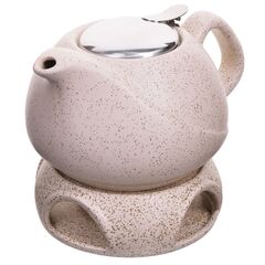 Чайник заварочный керамика, 0.75 л, с ситечком, с подставкой для подогрева, Loraine, 28684-3, в асс