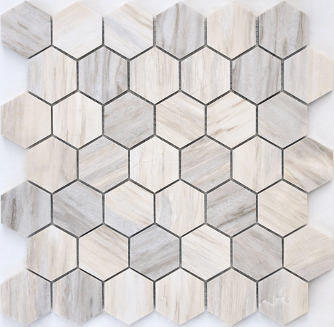 Мозаика Pietrine Hexagonal - Nuvola rosato полированная 29,2x29,8х0,6 см (чип 23х40х6 мм)