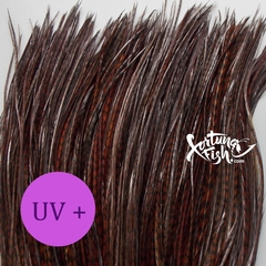 Перо из седла петуха Grizzly Dark Brown UV