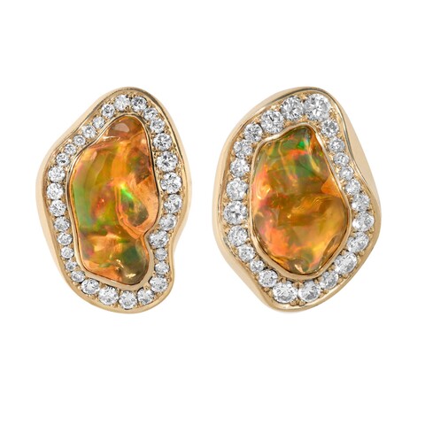 Серьги с Опалом и Бриллиантами, E0029-55/1