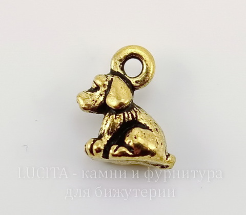 Подвеска TierraCast "Щенок" 3D (цвет-античное золото) 10х9 мм