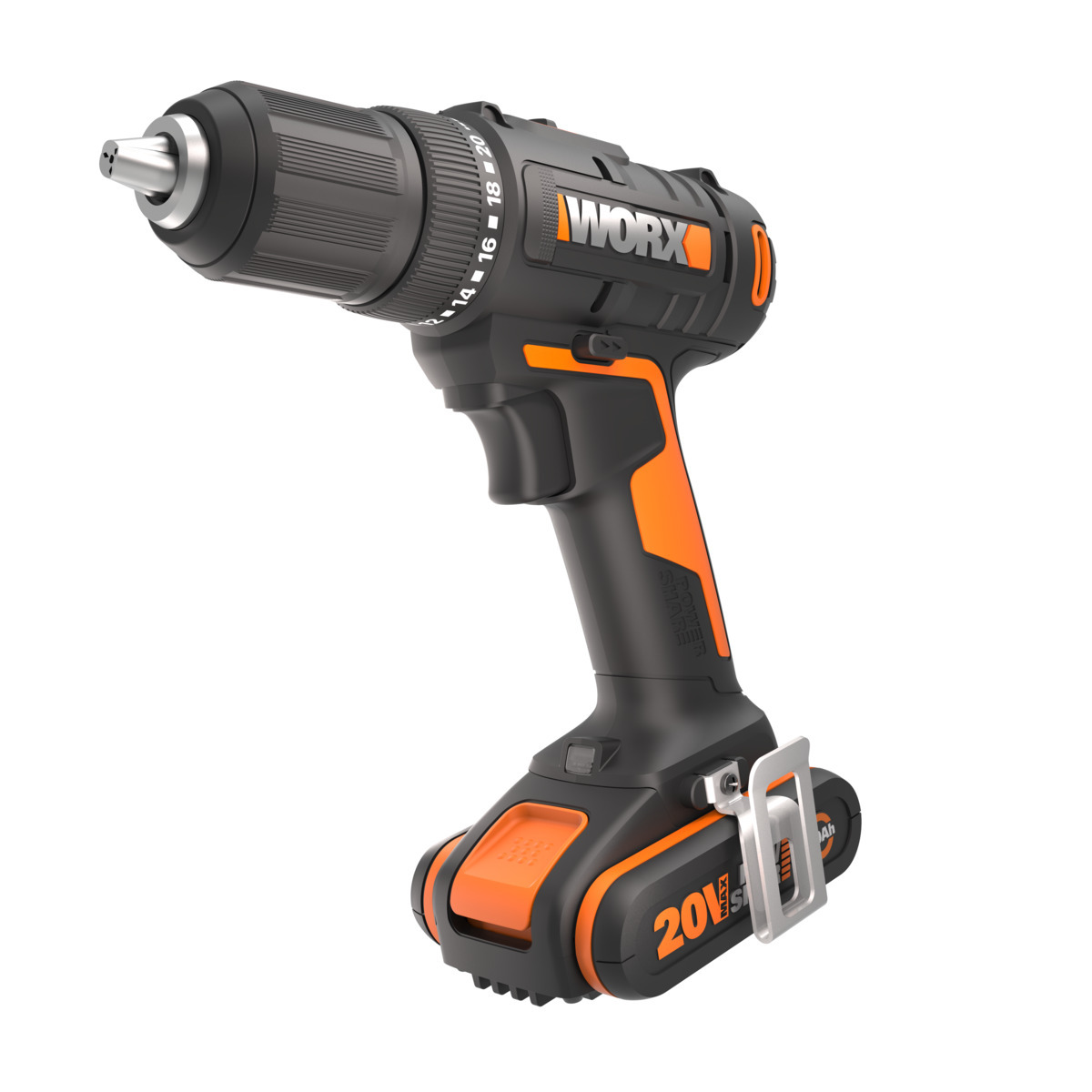 Дрель-шуруповерт аккумуляторная WORX WX108, 50Нм, 20В, 2Ач x2, ЗУ 2А, кейс