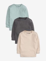 Лонгслив для мальчика Next 866-331, 3 шт., Голубой, Темно-серый, Песочный