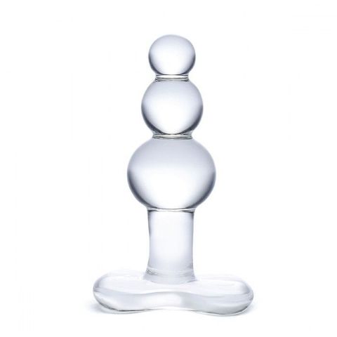 Прозрачная анальная пробка-елочка с 3 шариками Butt Plug with Tapere Base - 11 см. - Glas GLAS-155