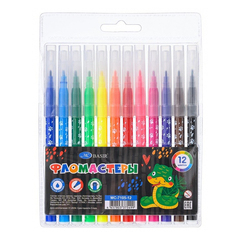 
          Фломастеры Basir, серия "Змея", цветной корпус с лапками, разноцветные чернила, набор 12 шт