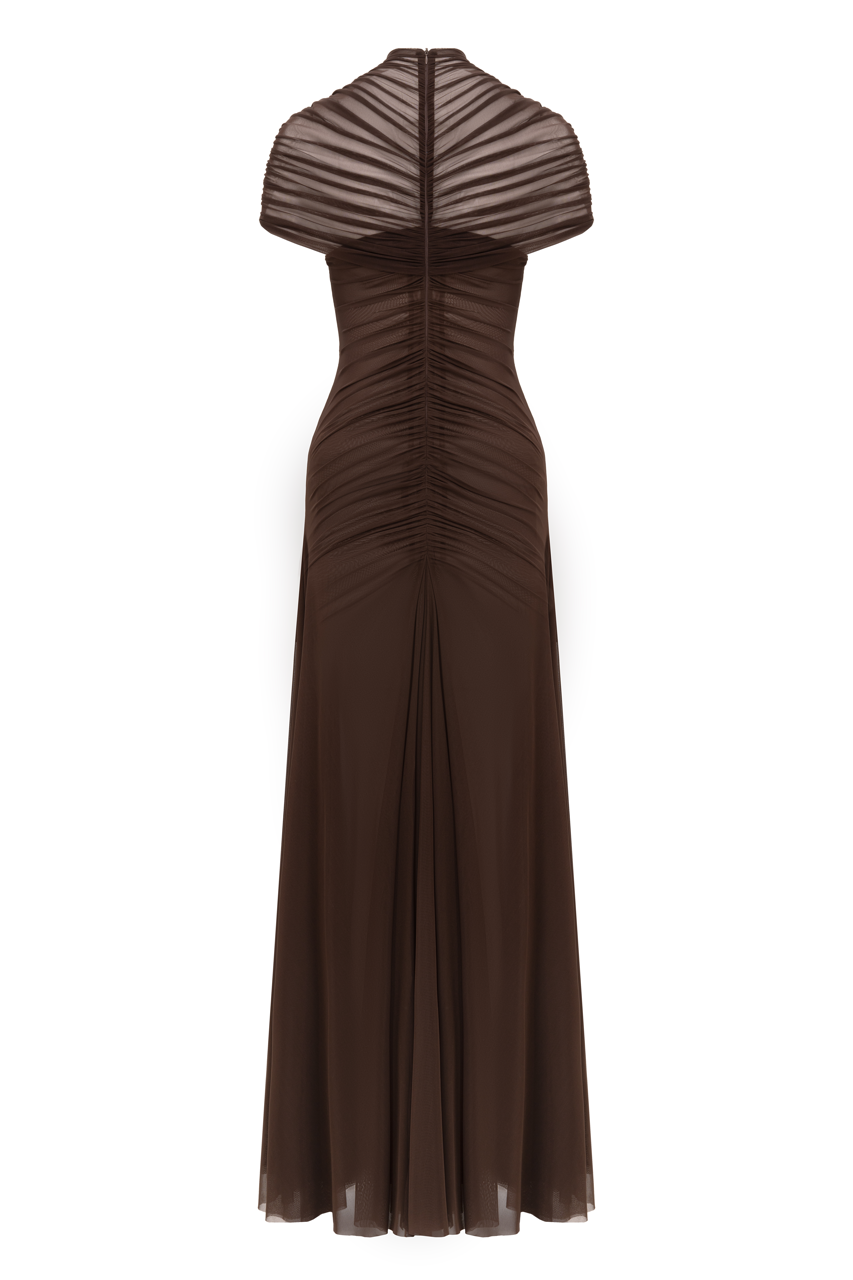 Платье из сетки коричневое