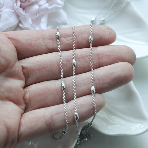 Цепочка с бусинами, звено 1,8*1,1 мм, родий 30 см. А055-2 (30см)