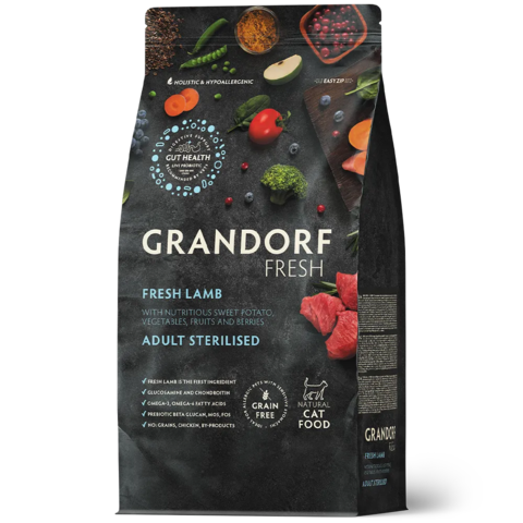 GRANDORF FRESH Свежее мясо ягненка с бататом для стерилизованных или пожилых кошек