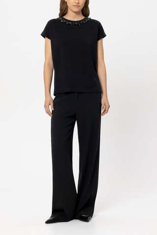 LUISA CERANO Футболка хлопковая с пайетками и стразами по вороту