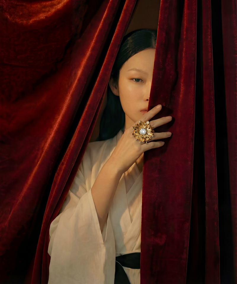 Кольцо Хризантема gold