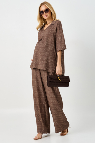 Костюм для беременных 18582 зерно на коричневом