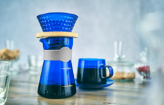 Пуровер-кофеварка для фильтр кофе из синего стекла, 400 мл