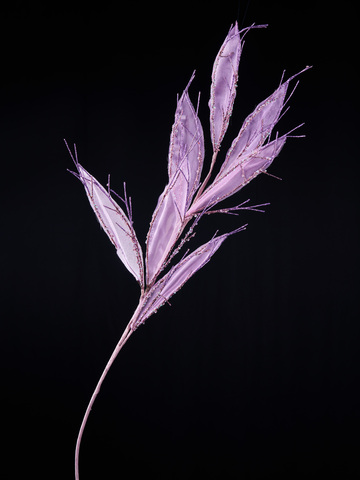 Веточка с листьями 38х84см ChristmasDeLuxe розовая