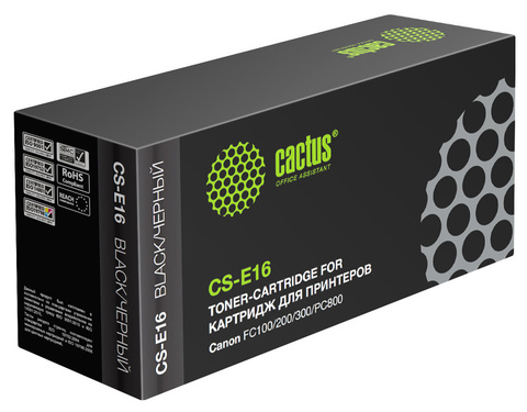 Картридж лазерный Cactus CS-E16 E-16 черный (2000стр.) для Canon FC100, 200, 300, PC800