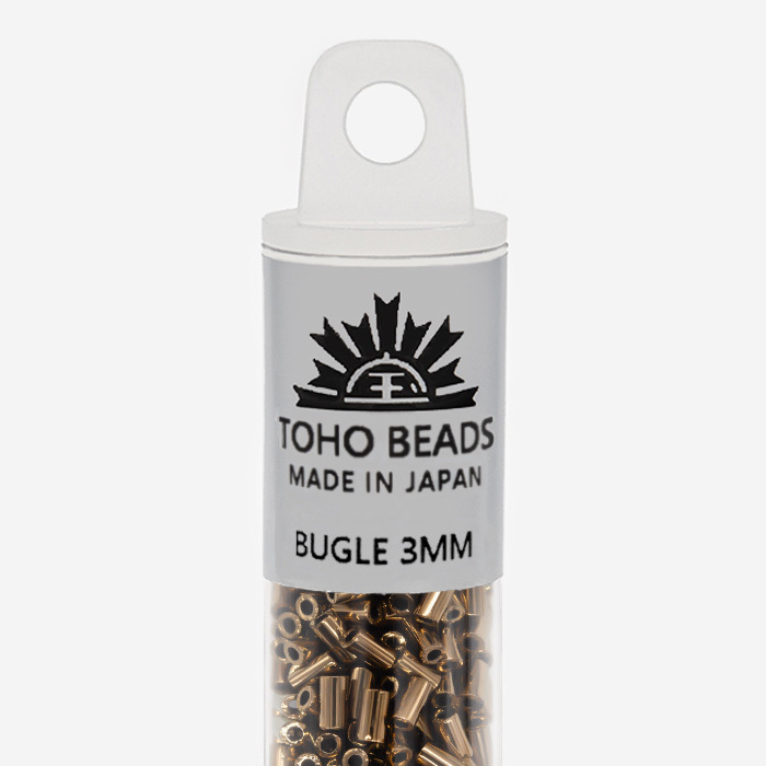 Японский бисер TOHO Bugle (стеклярус) 3mm (№221), металлизированный, непрозрачный глянцевый