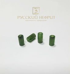 Трубочки бусины. Зелёный нефрит.
