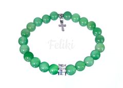 браслет с зеленым агатом и подвеской