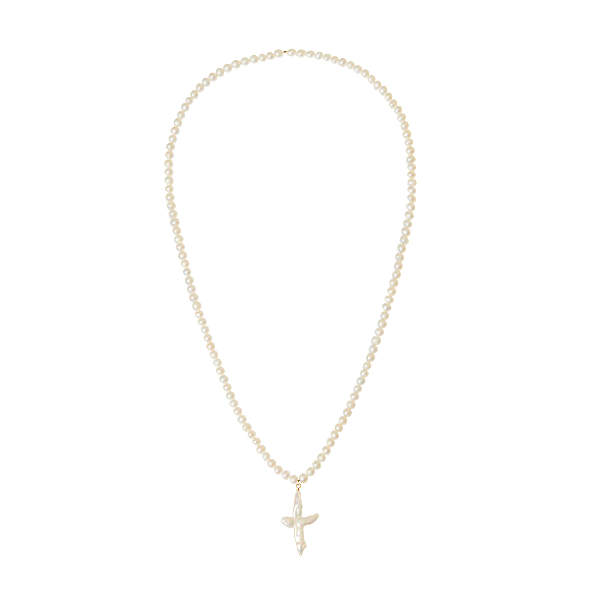 HOLLY JUNE Колье Naive Pearl Cross Necklace necklace dia pearl