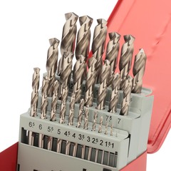 Набор сверл по металлу 1-13мм 25шт DIN338 HSS-G 135° (мет. кейс) H-Tools 214215HT