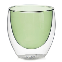 Стеклянный стакан с двойными стенками зеленого цвета, 250 мл